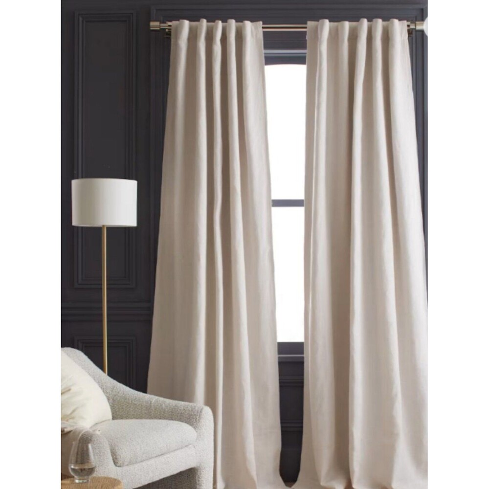 Quince European Linen Blackout Curtain in Sand